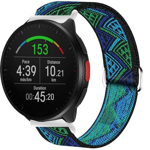 Blueshaweu 20mm 22mm Einstellbar Stoff Armbänder, Weich und Dehnbar Elastizität Ersatzband Kompatibel mit Polar Unite,Ignite 2, Ignite 3, Pacer, Grit X Pro, Grit X2 Pro (22mm, BlauerTotem) von Blueshaweu