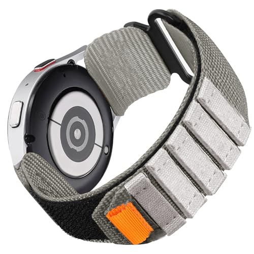 Blueshaweu 20mm 22mm Nylon Armband Kompatibel für Garmin Forerunner 570, Klettverschluss Design Ersatzarmband Kompatibel mit Garmin Forerunner 570 42mm/47mm, 165,245,255 (Cross Nylon-grau, 20mm) von Blueshaweu