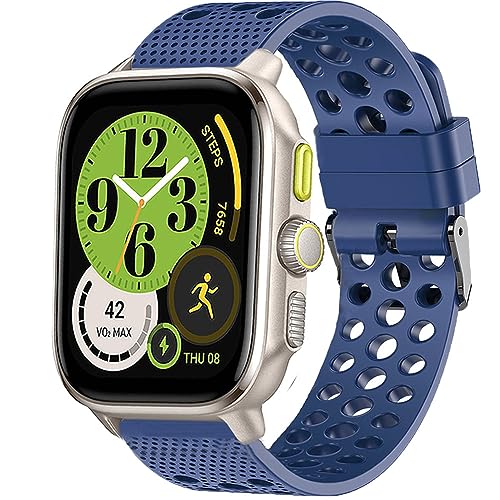 Blueshaweu 20mm Armband Kompatibel Für Amazfit Cheetah square, Atmungsaktiv Sport Silikon Ersatz Uhrenarmband Kompatibel mit Amazfit Cheetah Square/Active Smartwatch (blau) von Blueshaweu