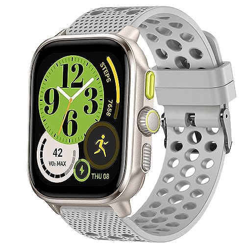 Blueshaweu 20mm Armband Kompatibel Für Amazfit Cheetah square, Atmungsaktiv Sport Silikon Ersatz Uhrenarmband Kompatibel mit Amazfit Cheetah Square/Active Smartwatch (grau) von Blueshaweu