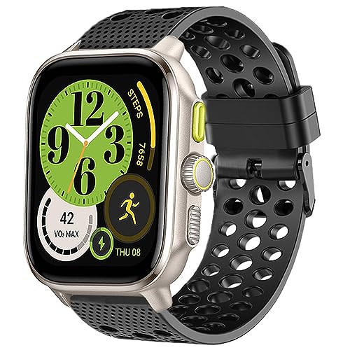 Blueshaweu 20mm Armband Kompatibel Für Amazfit Cheetah square, Atmungsaktiv Sport Silikon Ersatz Uhrenarmband Kompatibel mit Amazfit Cheetah Square/Active Smartwatch (schwarz) von Blueshaweu