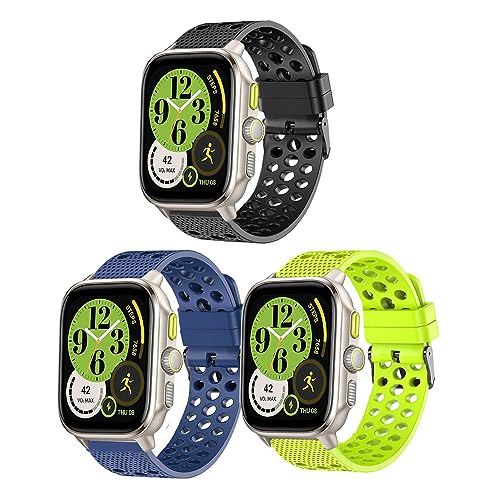 Blueshaweu 20mm Armband Kompatibel Für Amazfit Cheetah square, Atmungsaktiv Sport Silikon Ersatz Uhrenarmband Kompatibel mit Amazfit Cheetah Square/Active Smartwatch (schwarz+blau+grün) von Blueshaweu