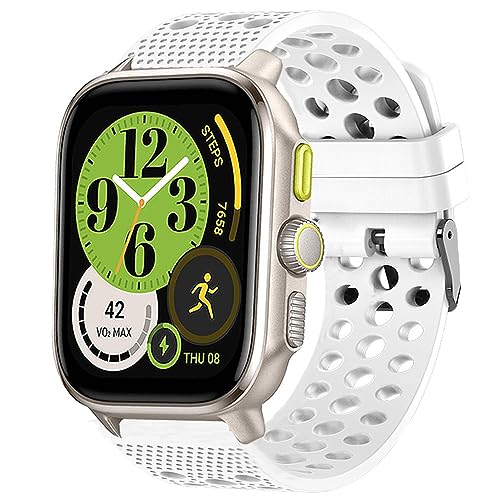 Blueshaweu 20mm Armband Kompatibel Für Amazfit Cheetah square, Atmungsaktiv Sport Silikon Ersatz Uhrenarmband Kompatibel mit Amazfit Cheetah Square/Active Smartwatch (weiß) von Blueshaweu