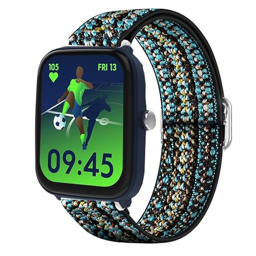 Blueshaweu 20mm Armband Kompatibel Für Ice-Watch ICE Smart Junior 2.0, Einstellbar Stoff Armbänder, Weich und Dehnbar Elastizität Ersatzband Für ICE Smart Junior 2.0, 3.0, 3.0 FM (BlaueFlecken) von Blueshaweu