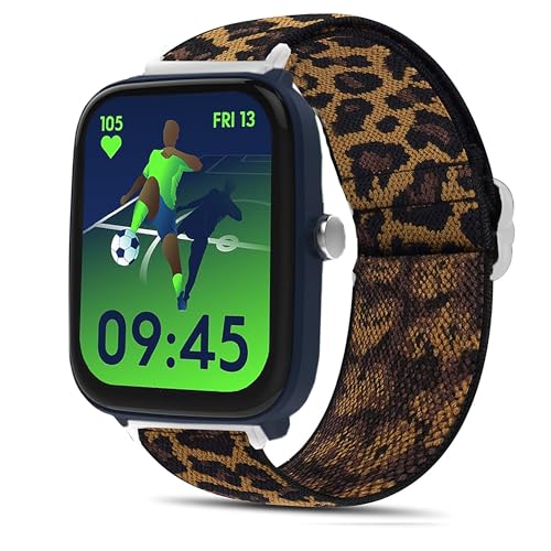 Blueshaweu 20mm Armband Kompatibel Für Ice-Watch ICE Smart Junior 2.0, Einstellbar Stoff Armbänder, Weich und Dehnbar Elastizität Ersatzband Für ICE Smart Junior 2.0, 3.0, 3.0 FM (Leopard) von Blueshaweu