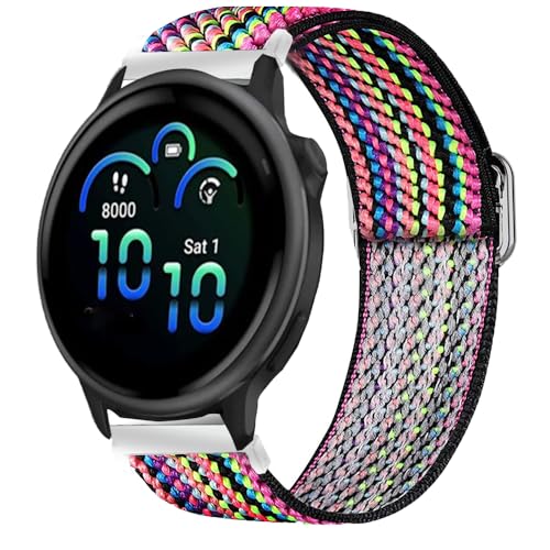 Blueshaweu 20mm Armband Kompatibel mit Garmin Vivoactive 6 Smartwatch, Einstellbar Stoff Armbänder, Weich und Dehnbar Elastizität Ersatzband für Garmin Vivoactive 6, Vivoactive 5 (BunteStreifen) von Blueshaweu