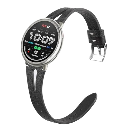 Blueshaweu 20mm Damen Armband Kompatibel mit Amazfit Smartwatch, Quick Release Leder Classic Ersatz Uhrenarmband für Amazfit Active 2,Active,GTR mini,GTS 3,Cheetah Square etc. (Schwarz, 20mm) von Blueshaweu