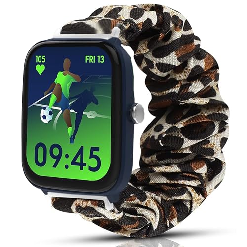 Blueshaweu 20mm Kinder Armband Kompatibel Für Ice-Watch ICE Smart Junior 2.0, weiche Haargummis Uhrenarmband Kompatibel mit ICE Smart Junior 2.0, 3.0, 3.0 FM (Leopard) von Blueshaweu