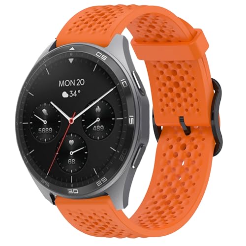 Blueshaweu 22MM Sport Armband Kompatibel mit Hama 7010 (1,43"), 6010 (1,65"), 6910 (1,28"), Atmungsaktives Weiches Silikon Wasserdichtes Armband für Hama 7010/6010/6910 Smartwatch (orange) von Blueshaweu