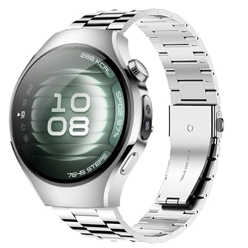 Blueshaweu 22mm 20mm Armband Kompatibel Für HUAWEI Watch 5, Classic Edelstahl Uhrenarmband Kompatibel mit HUAWEI Watch 5 42mm/46mm, Watch 4/4 Pro (Silber, 22mm) von Blueshaweu