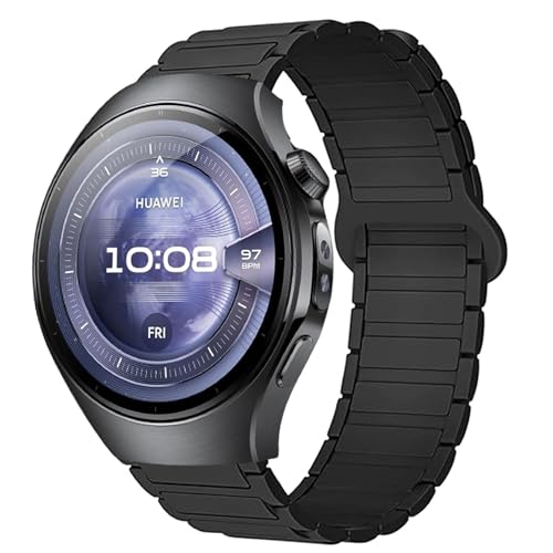 Blueshaweu 22mm 20mm Armband Kompatibel Für HUAWEI Watch 5, Weiches Silikon Ganz Magnetisch Einstellbar Kompatibel mit HUAWEI Watch 5 42mm/46mm, Watch 4/4 Pro (schwarz, 20mm) von Blueshaweu