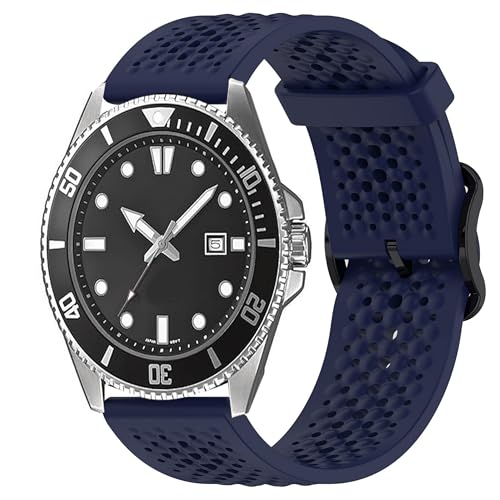 Blueshaweu 22mm Armband Kompatibel Für Casio Watch, Atmungsaktives Weiches Silikon Wasserdichtes Armband Kompatibel mit Casio MDV106-1AV / MDV107 / MTP-VD01 (Blau) von Blueshaweu