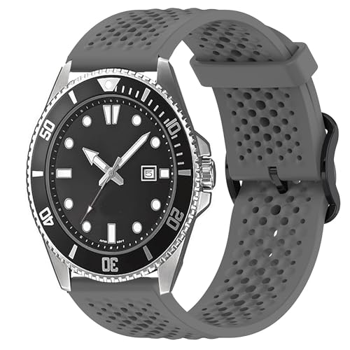 Blueshaweu 22mm Armband Kompatibel Für Casio Watch, Atmungsaktives Weiches Silikon Wasserdichtes Armband Kompatibel mit Casio MDV106-1AV / MDV107 / MTP-VD01 (Grau) von Blueshaweu