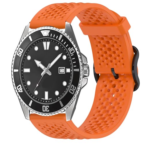 Blueshaweu 22mm Armband Kompatibel Für Casio Watch, Atmungsaktives Weiches Silikon Wasserdichtes Armband Kompatibel mit Casio MDV106-1AV / MDV107 / MTP-VD01 (Orange) von Blueshaweu