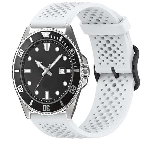 Blueshaweu 22mm Armband Kompatibel Für Casio Watch, Atmungsaktives Weiches Silikon Wasserdichtes Armband Kompatibel mit Casio MDV106-1AV / MDV107 / MTP-VD01 (Weiß) von Blueshaweu