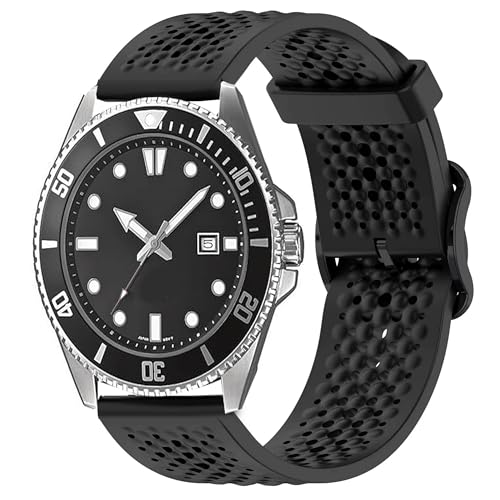 Blueshaweu 22mm Armband Kompatibel Für Casio Watch, Atmungsaktives Weiches Silikon Wasserdichtes Armband Kompatibel mit Casio MDV106-1AV / MDV107 / MTP-VD01 (schwarz) von Blueshaweu
