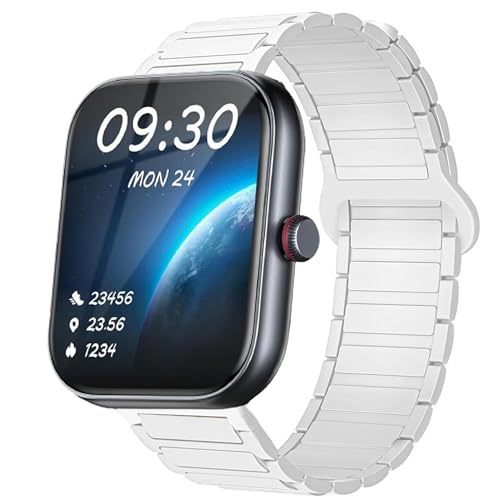 Blueshaweu 22mm Armband Kompatibel Für YOEVER Smartwatch IDW13,IDW19,IDW20, Classic Sport Silikon Ersatz Uhrenarmband Kompatibel für YOEVER IDW20/IDW19/IDW13 Smartwatch (weiß) von Blueshaweu
