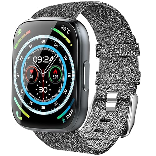 Blueshaweu 22mm Armband Kompatibel für Puqo T80 Smartwatch 1,95 Zoll, Nylon Strick Replacement Uhrenarmband für Puqo T80/Cillso T80 Smartwatch (grau) von Blueshaweu