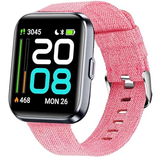 Blueshaweu 22mm Armband Kompatibel für Tensky ID208 Plus 1,8'' Smartwatch, Nylon Strick Replacement Uhrenarmband für Tensky ID208Plus / Quican IDW208 Plus Smartwatch (Rosa) von Blueshaweu