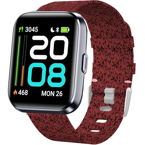 Blueshaweu 22mm Armband Kompatibel für Tensky ID208 Plus 1,8'' Smartwatch, Nylon Strick Replacement Uhrenarmband für Tensky ID208Plus / Quican IDW208 Plus Smartwatch (rot) von Blueshaweu