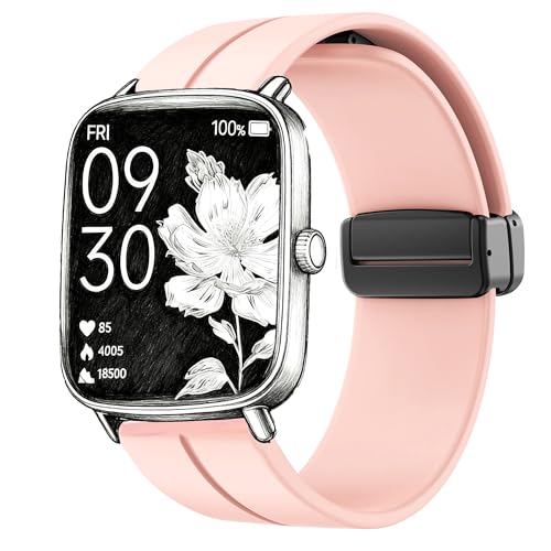 Blueshaweu 22mm Armband Kompatibel mit Fitpolo Smartwatch 1,85" IDW28, Weiches Silikon Dual Magnetisch Einstellbar Armbänder Kompatibel Für Fitpolo/AEAC/TOOBUR IDW28 Smartwatch (Rosa) von Blueshaweu