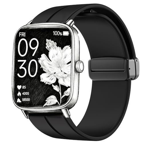 Blueshaweu 22mm Armband Kompatibel mit Fitpolo Smartwatch 1,85" IDW28, Weiches Silikon Dual Magnetisch Einstellbar Armbänder Kompatibel Für Fitpolo/AEAC/TOOBUR IDW28 Smartwatch (schwarz) von Blueshaweu