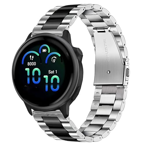 Blueshaweu 22mm Armband Kompatibel mit Garmin Vivoactive 6 - GPS-Smartwatch, Classic Edelstahl Uhrenarmband Kompatibel mit Garmin Vivoactive 6 (Silber-schwarz) von Blueshaweu