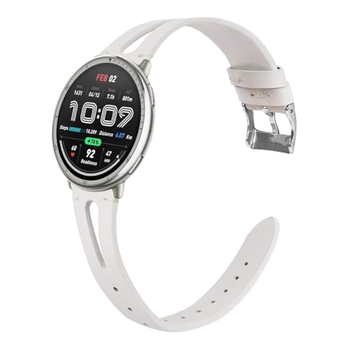 Blueshaweu 22mm Damen Armband Kompatibel mit Amazfit Smartwatch, Quick Release Leder Classic Ersatz Uhrenarmband für Amazfit T-Rex 3,Balance,Bip 5 Unity,GTR 3 Pro,Cheetah round etc. (Weiß, 22mm) von Blueshaweu