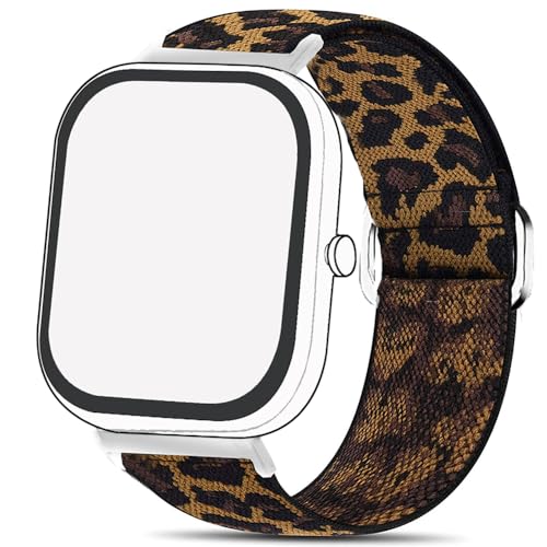 Blueshaweu 22mm armband für Slothcloud Kinder Smartwatch H97, Einstellbar Stoff Armbänder, Weich und Dehnbar Elastizität Ersatzband für Slothcloud H97 Smartwatch (Leopard) von Blueshaweu