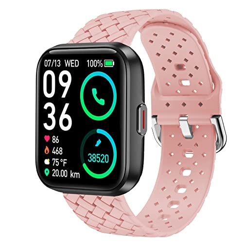 Blueshaweu Armband Kompatibel Für Aeac 208bt Smartwatch, Weben Silikon Classic Ersatz Uhrenarmband Für ENOMIR 208 / Aeac ID208 / Oraimo ID208 BT/Tensky id208bt Smartwatch (Rosa) von Blueshaweu