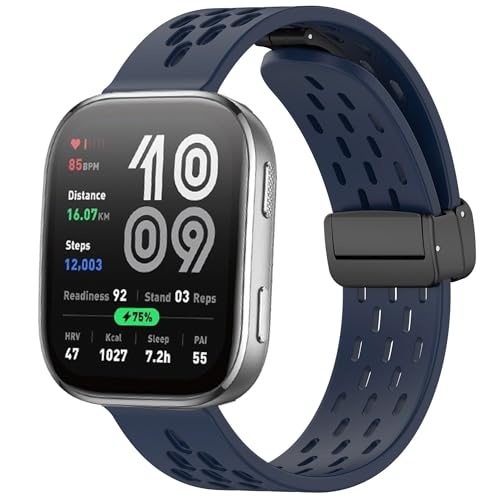 Blueshaweu Armband Kompatibel Für Amazfit Bip 6 Smart Watch (46mm), 22mm,20mm Magnetisch Einstellbar Sport Silikon Ersatz Uhrenarmband Für Amazfit Smartwatch ﻿ (dunkelblau, 22MM) von Blueshaweu