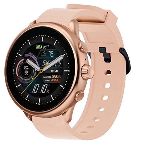 Blueshaweu Armband Kompatibel Für Fossil Gen 6 Wellness, Sport Silikon Classic Ersatz Uhrenarmband Für Fossil Gen 6 44mm Wellness Smart Watch (Rosa) von Blueshaweu