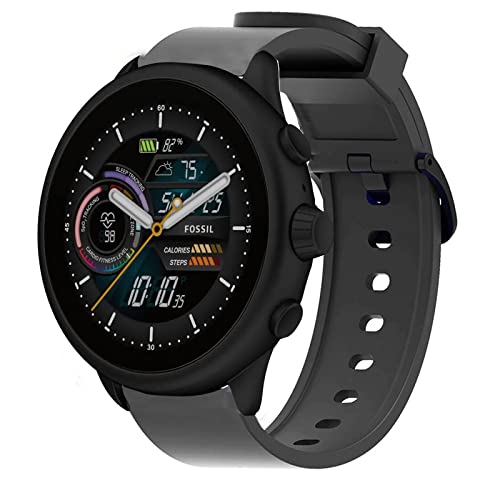 Blueshaweu Armband Kompatibel Für Fossil Gen 6 Wellness, Sport Silikon Classic Ersatz Uhrenarmband Für Fossil Gen 6 44mm Wellness Smart Watch (schwarz) von Blueshaweu