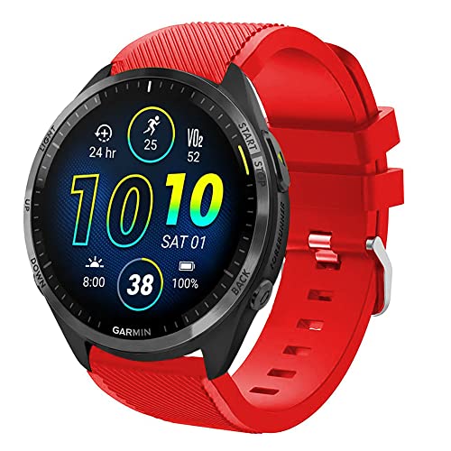 Blueshaweu Armband Kompatibel Für Garmin Forerunner 965, Sport Silikon Classic Ersatz Uhrenarmband Für Garmin Forerunner 965 /Forerunner 265 46mm Smartwatch (Rot) von Blueshaweu