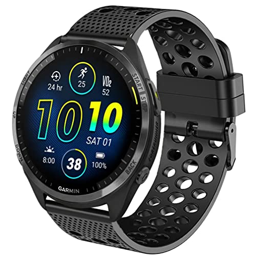 Blueshaweu Armband Kompatibel Für Garmin Forerunner 965, Weiches Sport Silikon Classic Ersatz Uhrenarmband Für Garmin Forerunner 965 /Forerunner 265 46mm Smartwatch (schwarz) von Blueshaweu