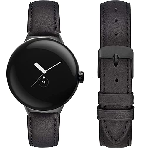 Blueshaweu Armband Kompatibel Für Google Pixel Watch, Herren Damen Leder Classic Ersatz Uhrenarmband Für Google Pixel Watch (schwarz) von Blueshaweu