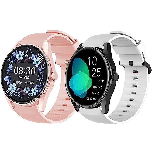 Blueshaweu Armband Kompatibel Für HUAKUA Smartwatch H2, Classic Sport Silikon Ersatz Uhrenarmband Für HUAKUA H2 Smartwatch (Rosa+weiß) von Blueshaweu