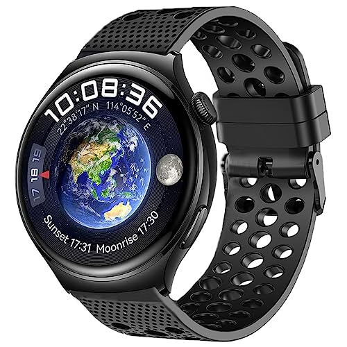 Blueshaweu Armband Kompatibel Für HUAWEI Watch 4 / Watch 4 Pro, weiche Sport Silikon Ersatz Uhrenarmband Kompatible für HUAWEI Watch 4 / HUAWEI Watch 4 Pro Smartwatch (schwarz) von Blueshaweu