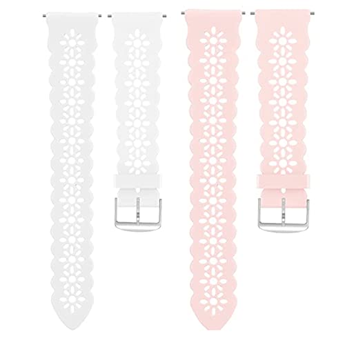 Blueshaweu Armband Kompatibel Für ID207 1.69'' Smartwatch, Damen Mode Sport Silikon Ersatz Uhrenarmband Für RIVERSONG Motive 3S/ Fitpolo id207pro /Gydom ID207 /aeac ID207 Smartwatch (weiß+Rosa) von Blueshaweu