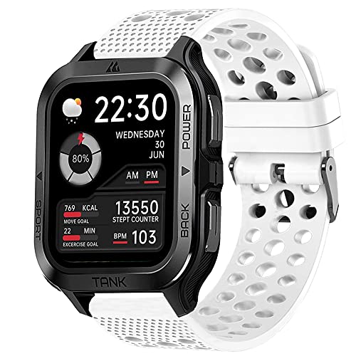 Blueshaweu Armband Kompatibel Für KOSPET M2 Smartwatch, Sport Silikon Classic Uhrenarmband Für KOSPET TANK M2 Smartwatch (weiß) von Blueshaweu
