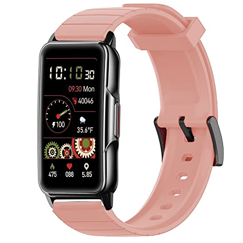 Blueshaweu Armband Kompatibel Für Kesasohe/Findtime/ECOSOON H80 Smartwatch 1,47 Zoll, Classic Sport Silikon Ersatz Uhrenarmband Für H80 Smartwatch (Rosa) von Blueshaweu