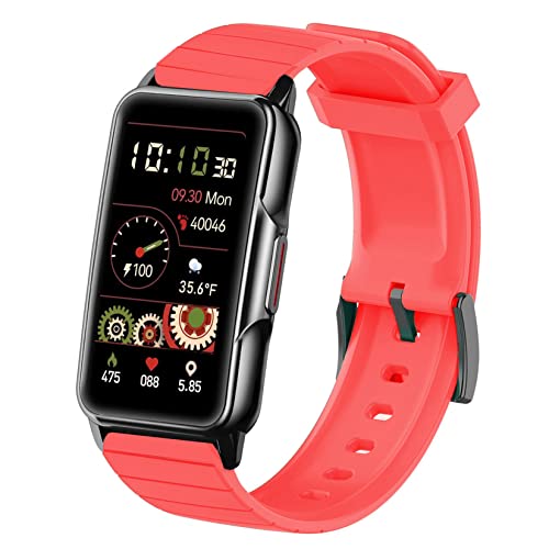 Blueshaweu Armband Kompatibel Für Kesasohe/Findtime/ECOSOON H80 Smartwatch 1,47 Zoll, Classic Sport Silikon Ersatz Uhrenarmband Für H80 Smartwatch (rot) von Blueshaweu