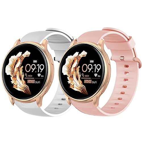 Blueshaweu Armband Kompatibel Für Nemheng 1.32 Zoll Smartwatch N33, Transparent Sport Silikon Classic Ersatz Uhrenarmband Für Nemheng N33 Smartwatch (weiß+Rosa) von Blueshaweu