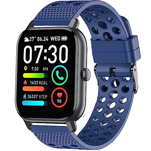 Blueshaweu Armband Kompatibel Für P66D Smartwatch 1,85'', Classic Sport Silikon Ersatz Uhrenarmband Für Aptkdoe P66D / Dotn P66D / Ddidbi P66D Smartwatch 1.85 Zoll (blau) von Blueshaweu