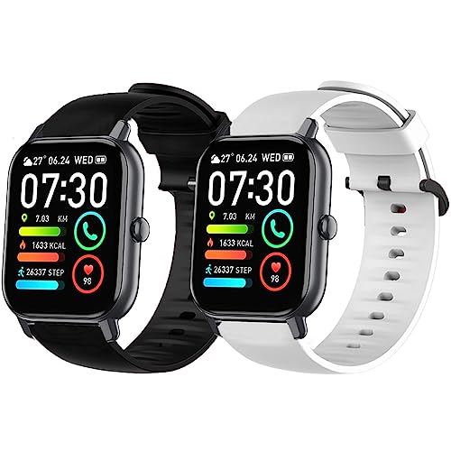 Blueshaweu Armband Kompatibel Für P66D Smartwatch 1,85'', Sport Silikon Ersatz Uhrenarmband Für Aptkdoe P66D / Dotn P66D / Ddidbi P66D Smartwatch 1.85 Zoll (schwarz+weiß) von Blueshaweu