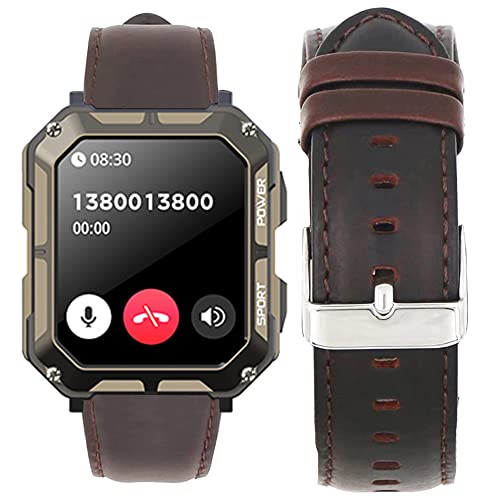 Blueshaweu Armband Kompatibel Für SGDDFIT Smartwatch Herren 1,83'', Quick Release Leder Classic Ersatz Uhrenarmband Für SGDDFIT 1,83'' / meoonley/MIGOUFIT C20pro / LIGE ST9 Smartwatch (Kaffee) von Blueshaweu