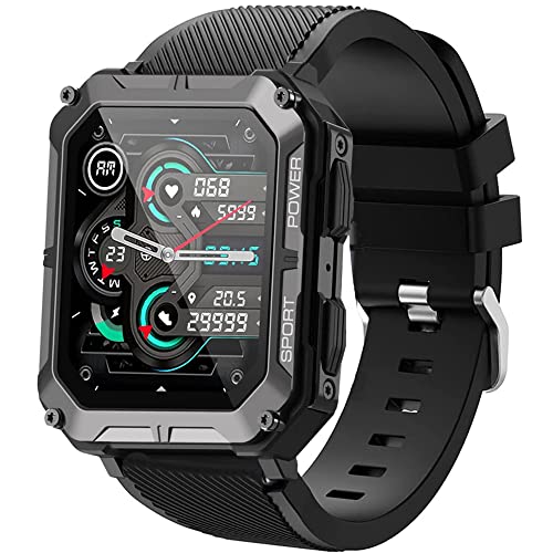 Blueshaweu Armband Kompatibel Für SGDDFIT Smartwatch Herren 1,83'', Weiches Sport Silikon Classic Ersatz Uhrenarmband Für SGDDFIT 1,83'' / meoonley/MIGOUFIT C20pro / LIGE ST9 Smartwatch (schwarz) von Blueshaweu