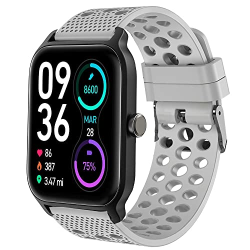 Blueshaweu Armband Kompatibel Für TOOBUR IDW13 / Gydom IDW13 / Woneligo W13 Smartwatch, Classic Sport Silikon Ersatz Uhrenarmband Für IDW13 1,8'' Smartwatch (grau) von Blueshaweu