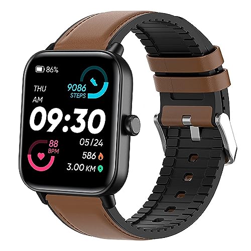 Blueshaweu Armband Kompatibel Für TOOBUR IDW16/ IDW19 Smartwatch, Leder Silikon Classic Ersatz Uhrenarmband Für TOOBUR IDW16 / TOOBUR IDW19 / Loddery IDW19 Smartwatch (braun) von Blueshaweu