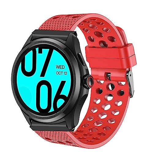 Blueshaweu Armband Kompatibel Für Ticwatch Pro 5, Atmungsaktiv Sport Silikon Ersatz Uhrenarmband Für Ticwatch Pro 5 Smartwatch (rot) von Blueshaweu